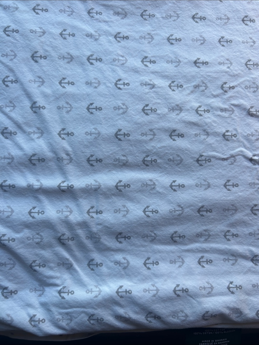 Ralph Lauren Gray Anchor Cotton Top  Sheet - Nautical Print